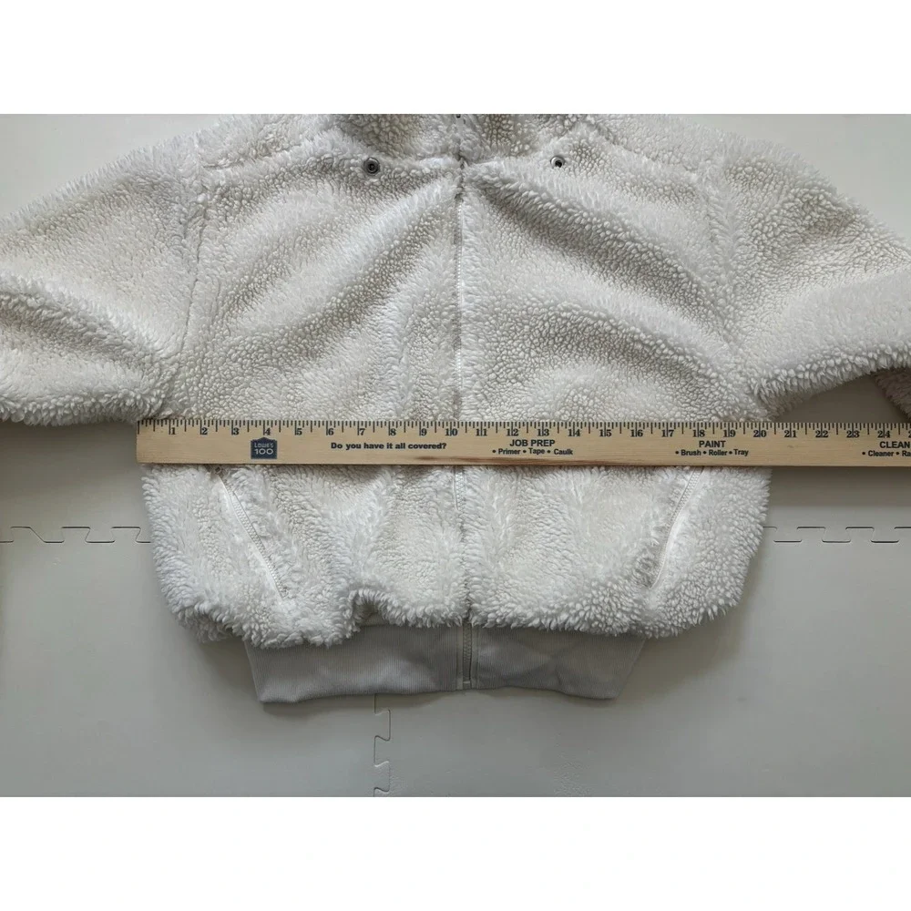 ALO Yoga Foxy Sherpa Jacket Womens Fleece Bomber Teddy Zip - Size XS Ivory White